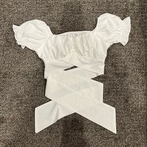 White Crop Tie Top